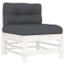 Juego de muebles jardín 7 piezas y cojines madera maciza blanco