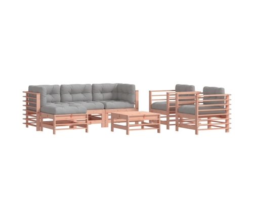 Juego de muebles jardín 7 pzas y cojines madera abeto Douglas