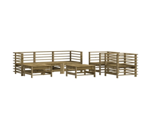 Juego de muebles jardín 7 pzas y cojines madera pino impregnada