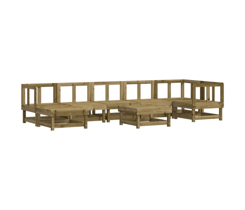 Juego de muebles jardín 8 pzas y cojines madera pino impregnada