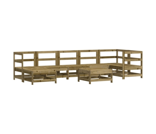 Juego de muebles jardín 8 pzas y cojines madera pino impregnada