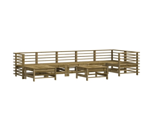 Juego de muebles jardín 8 pzas y cojines madera pino impregnada