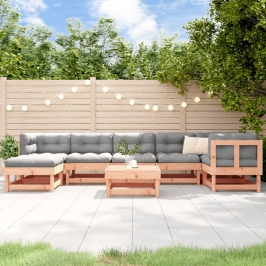 Juego de muebles jardín 8 pzas y cojines madera abeto Douglas