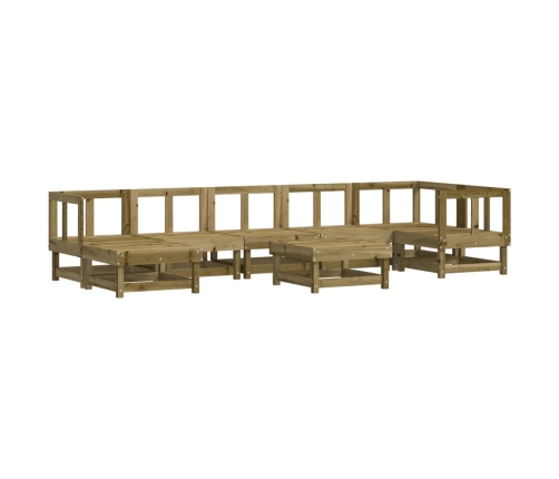 Juego de muebles jardín 8 pzas y cojines madera pino impregnada