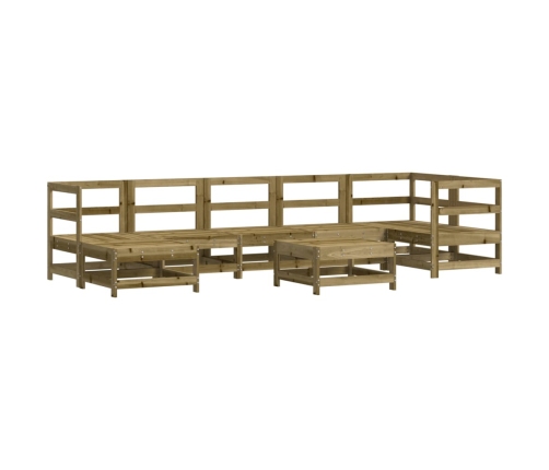 Juego de muebles jardín 8 pzas y cojines madera pino impregnada