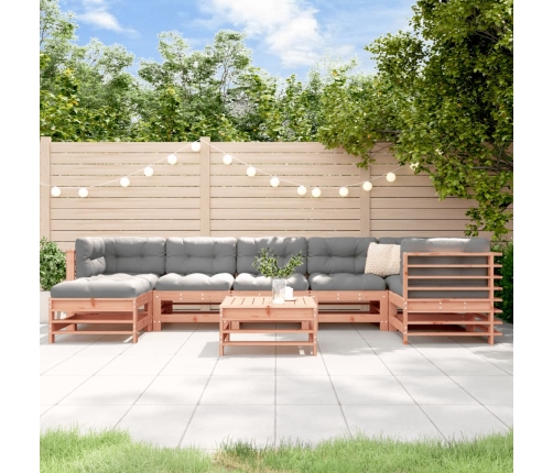 Juego de muebles jardín 8 pzas y cojines madera abeto Douglas