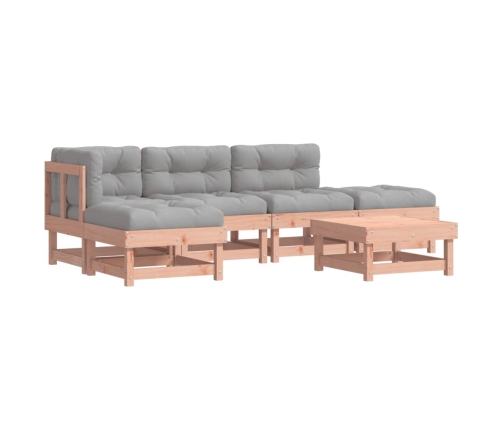 Juego de muebles jardín 6 pzas y cojines madera abeto Douglas