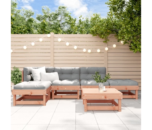 Juego de muebles jardín 6 pzas y cojines madera abeto Douglas