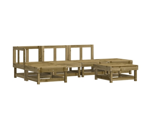 Juego de muebles jardín 6 pzas y cojines madera pino impregnada