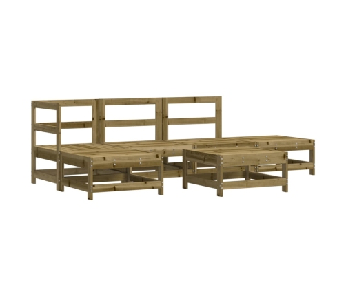 Juego de muebles jardín 6 pzas y cojines madera pino impregnada