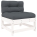 Juego de muebles jardín 6 piezas y cojines madera maciza blanco