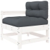 Juego de muebles jardín 6 piezas y cojines madera maciza blanco