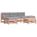 Juego de muebles jardín 6 pzas y cojines madera abeto Douglas