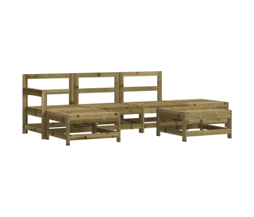 Juego de muebles jardín 6 pzas y cojines madera pino impregnada