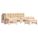 Juego de muebles de jardín 6 piezas y cojines madera maciza