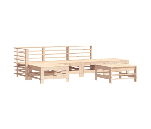 Juego de muebles de jardín 6 piezas y cojines madera maciza