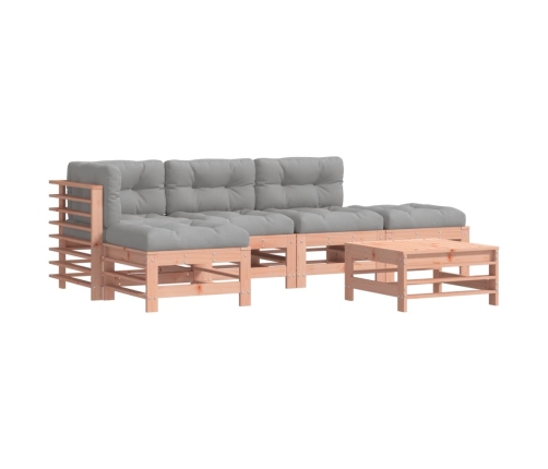 Juego de muebles jardín 6 pzas y cojines madera abeto Douglas