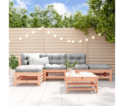 Juego de muebles jardín 6 pzas y cojines madera abeto Douglas