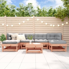 Juego de muebles jardín 7 pzas y cojines madera abeto Douglas