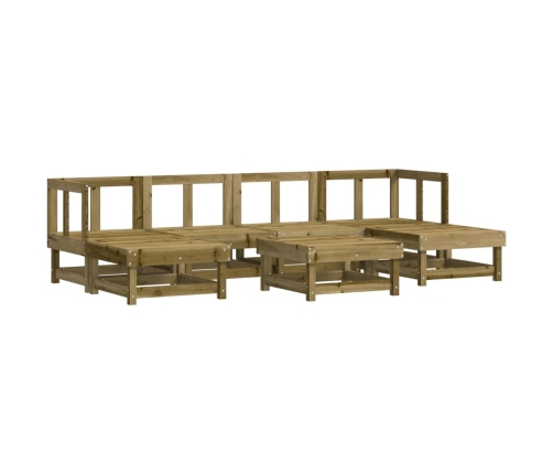Juego de muebles jardín 7 pzas y cojines madera pino impregnada