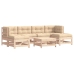 Juego de muebles de jardín 7 piezas y cojines madera maciza
