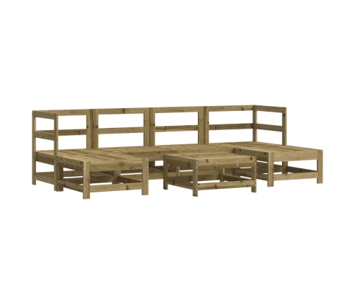 Juego de muebles jardín 7 pzas y cojines madera pino impregnada