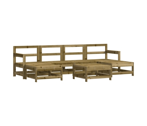 Juego de muebles jardín 7 pzas y cojines madera pino impregnada