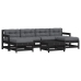 Juego de muebles de jardín 7 pzas y cojines madera maciza negro