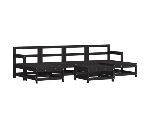 Juego de muebles de jardín 7 pzas y cojines madera maciza negro