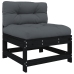 Juego de muebles de jardín 7 pzas y cojines madera maciza negro