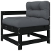 Juego de muebles de jardín 7 pzas y cojines madera maciza negro