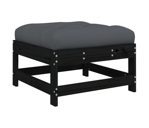 Juego de muebles de jardín 7 pzas y cojines madera maciza negro