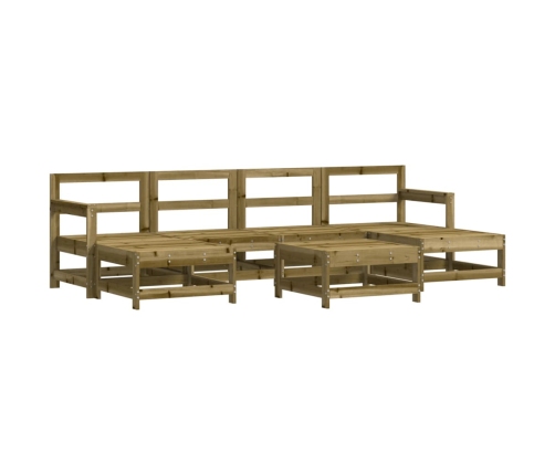 Juego de muebles jardín 7 pzas y cojines madera pino impregnada