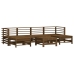 Juego muebles jardín 7 pzas y cojines madera maciza marrón miel