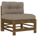 Juego muebles jardín 7 pzas y cojines madera maciza marrón miel
