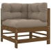 Juego muebles jardín 7 pzas y cojines madera maciza marrón miel