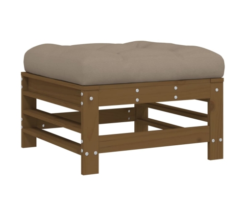 Juego muebles jardín 7 pzas y cojines madera maciza marrón miel