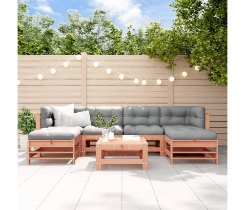 Juego de muebles jardín 7 pzas y cojines madera abeto Douglas