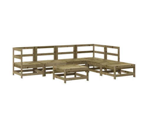 Juego de muebles jardín 7 pzas y cojines madera pino impregnada