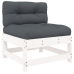 Juego de muebles jardín 7 piezas y cojines madera maciza blanco