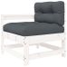 Juego de muebles jardín 7 piezas y cojines madera maciza blanco