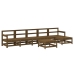 Juego muebles jardín 7 pzas y cojines madera maciza marrón miel