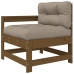 Juego muebles jardín 7 pzas y cojines madera maciza marrón miel