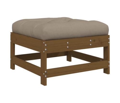 Juego muebles jardín 7 pzas y cojines madera maciza marrón miel