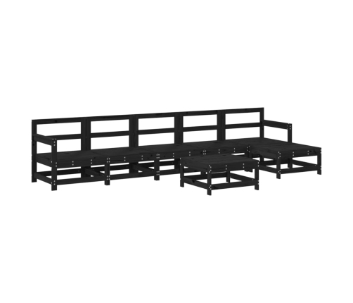 Juego de muebles de jardín 7 pzas y cojines madera maciza negro