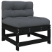 Juego de muebles de jardín 7 pzas y cojines madera maciza negro