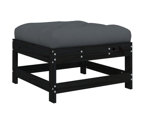 Juego de muebles de jardín 7 pzas y cojines madera maciza negro
