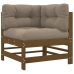 Juego muebles jardín 7 pzas y cojines madera maciza marrón miel