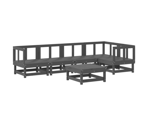 Juego de muebles de jardín 6 pzas y cojines madera maciza gris
