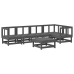 Juego de muebles de jardín 6 pzas y cojines madera maciza gris